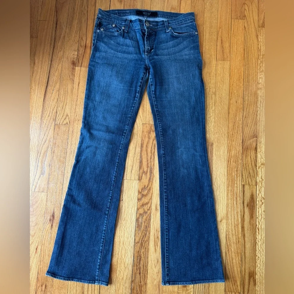 Rock & Republic Y2K Dark Blue Low Rise Boot Cut Embroidered Premium Denim Sz 30 - Picture 1 of 5